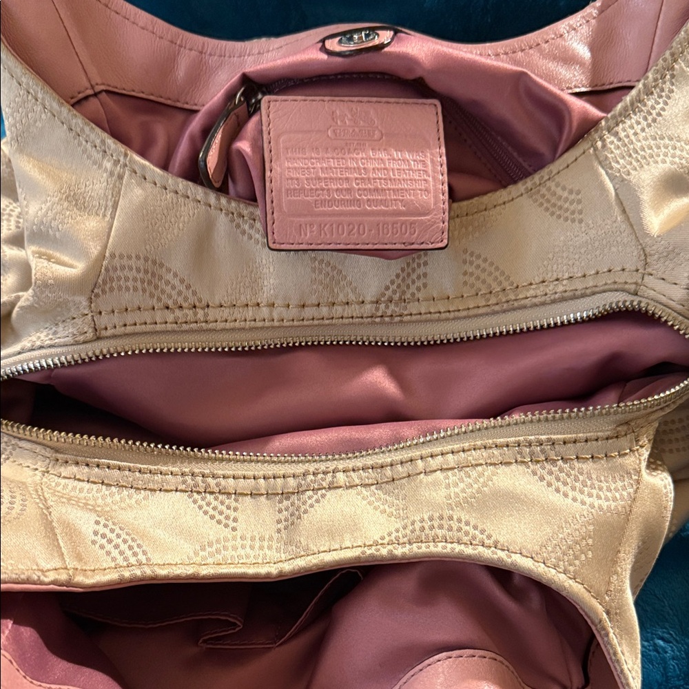 Coach Tan and Pink Shoulder Bag - Picture 4 of 7